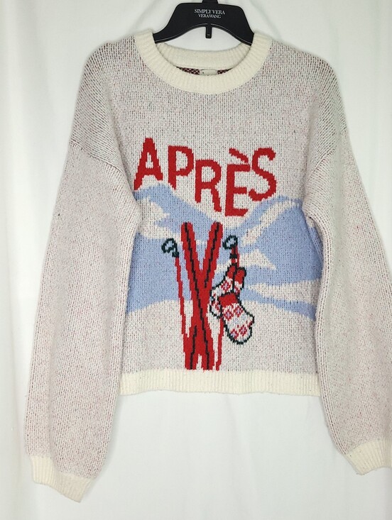 a new day Sweaters - A NEW DAY Women's Apres Ski Graphic Long Sleeve Pullover Crewneck Sweater MEDIUM